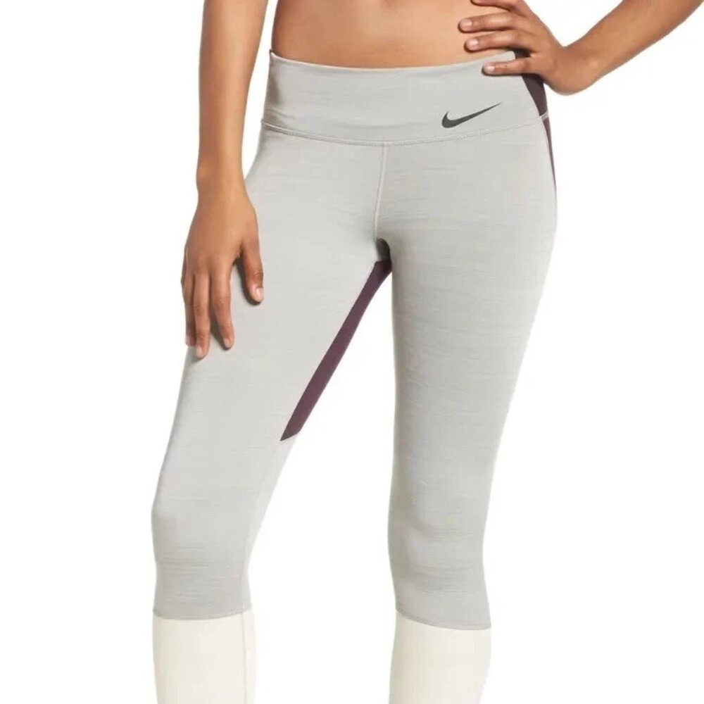 Nike Women’s Mid Rise Zip Cuff Leggings XL Purple/Gray